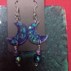 Purple Moon Dangle Earrings